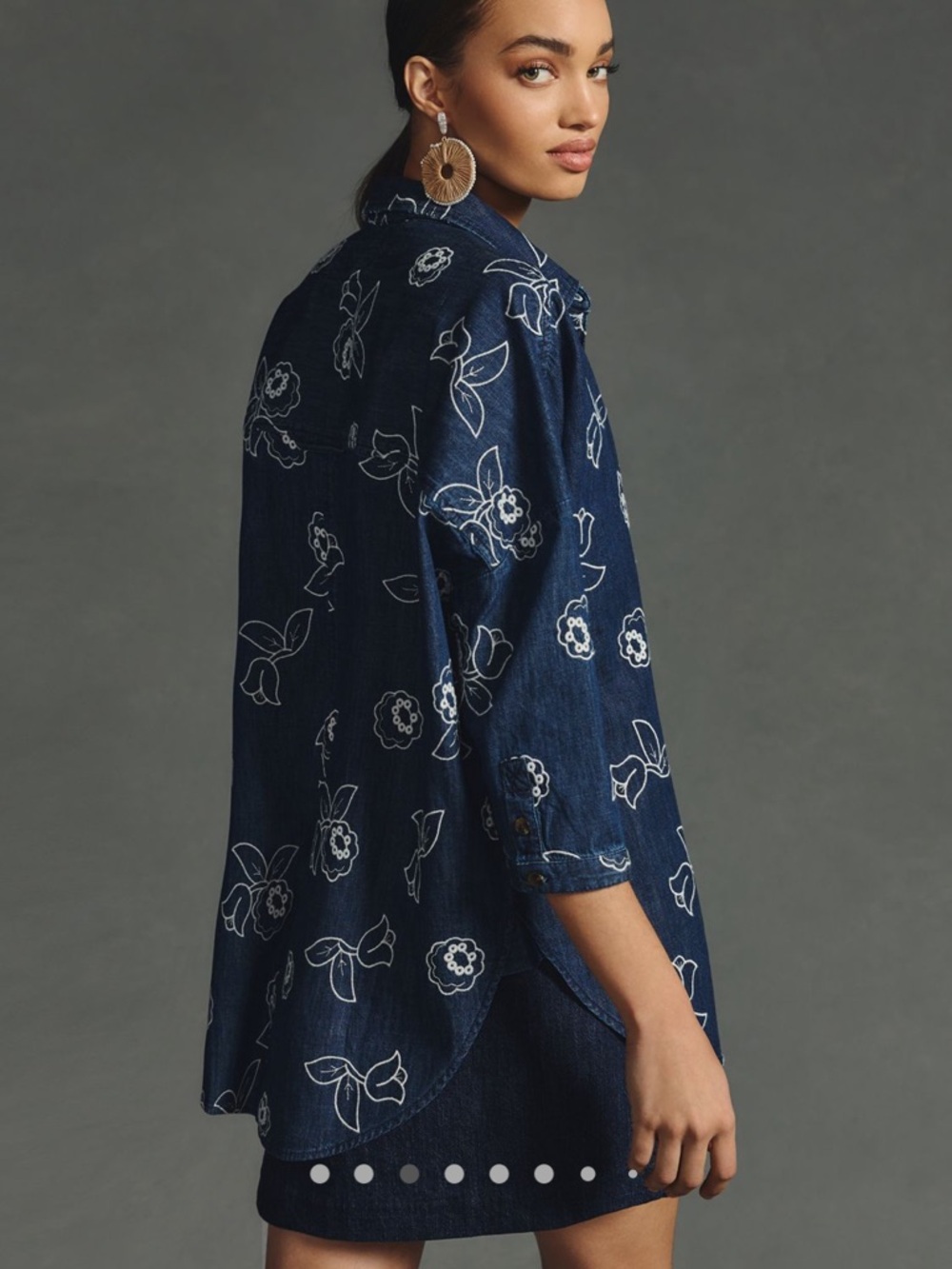 Anthropologie Maeve Oversized Embroidered Shirt - Picture 10 of 15